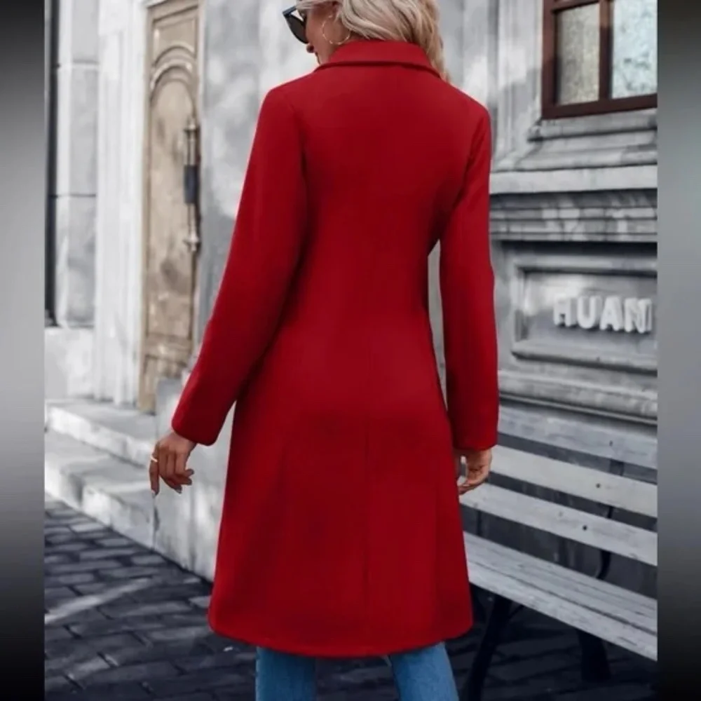 Cozy Double Breasted Tweed Trench Coat Jacket - Picture 3 of 5